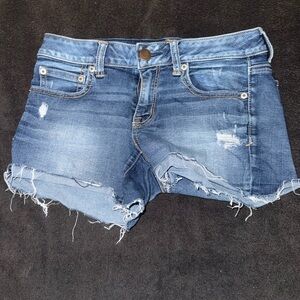 American Eagle Distressed Blue Denim Shorts